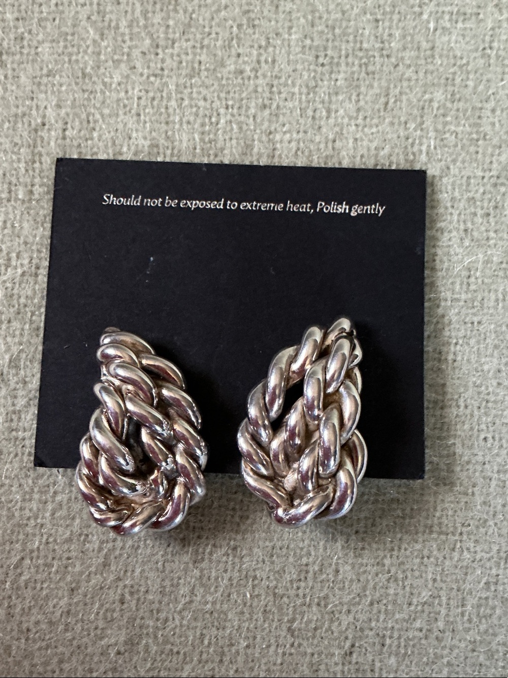Braided Clip-On Earrings in Silver Tone - Women Jewelry